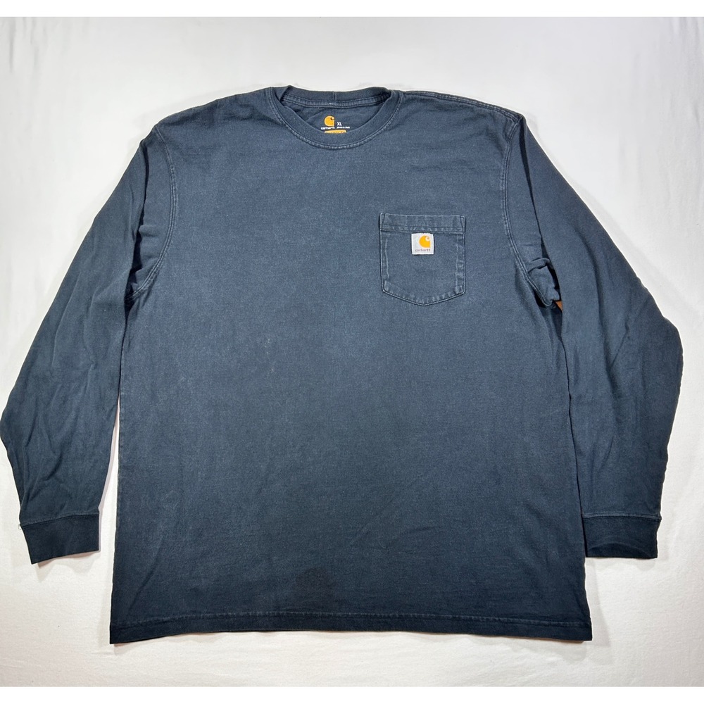 Carhartt Mens XL Long Sleeve Pocket T-Shirt Original Fit Faded Black Workwear